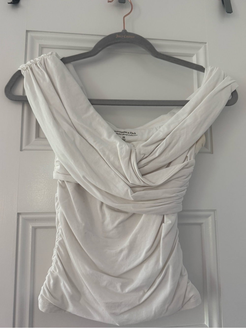 Abercrombie & Fitch Cream Draped One-Shoulder Dress